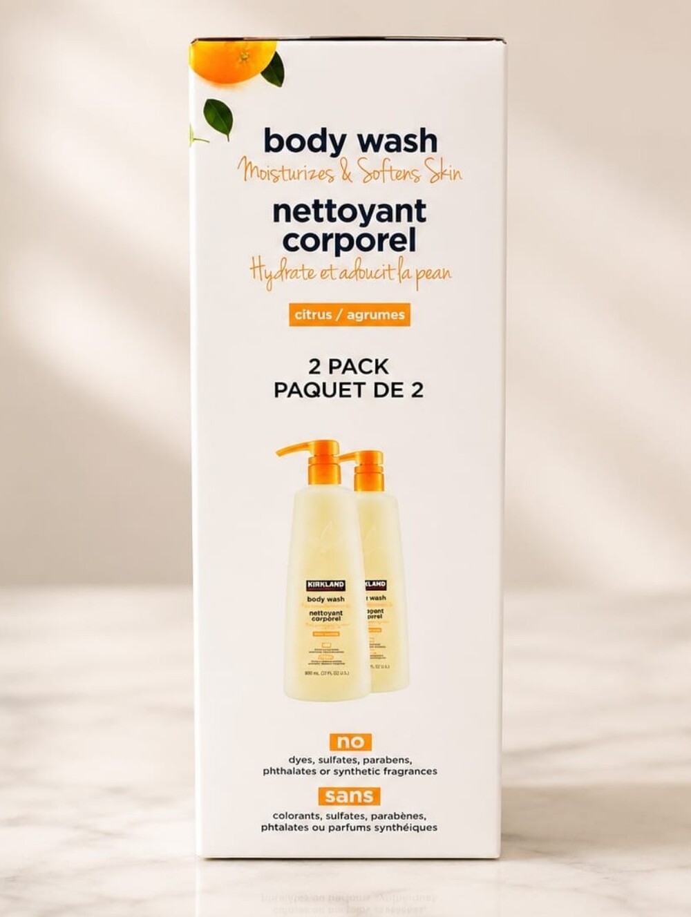Kirkland Signature Citrus Body Wash Twin Pack - White & Orange - Picture 3 of 4